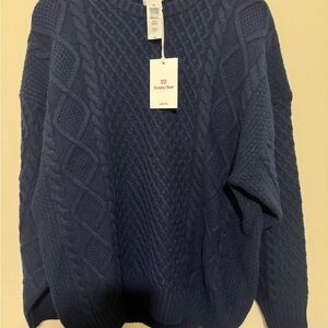 Sunday Best Deep Blue Cable Knit Pullover